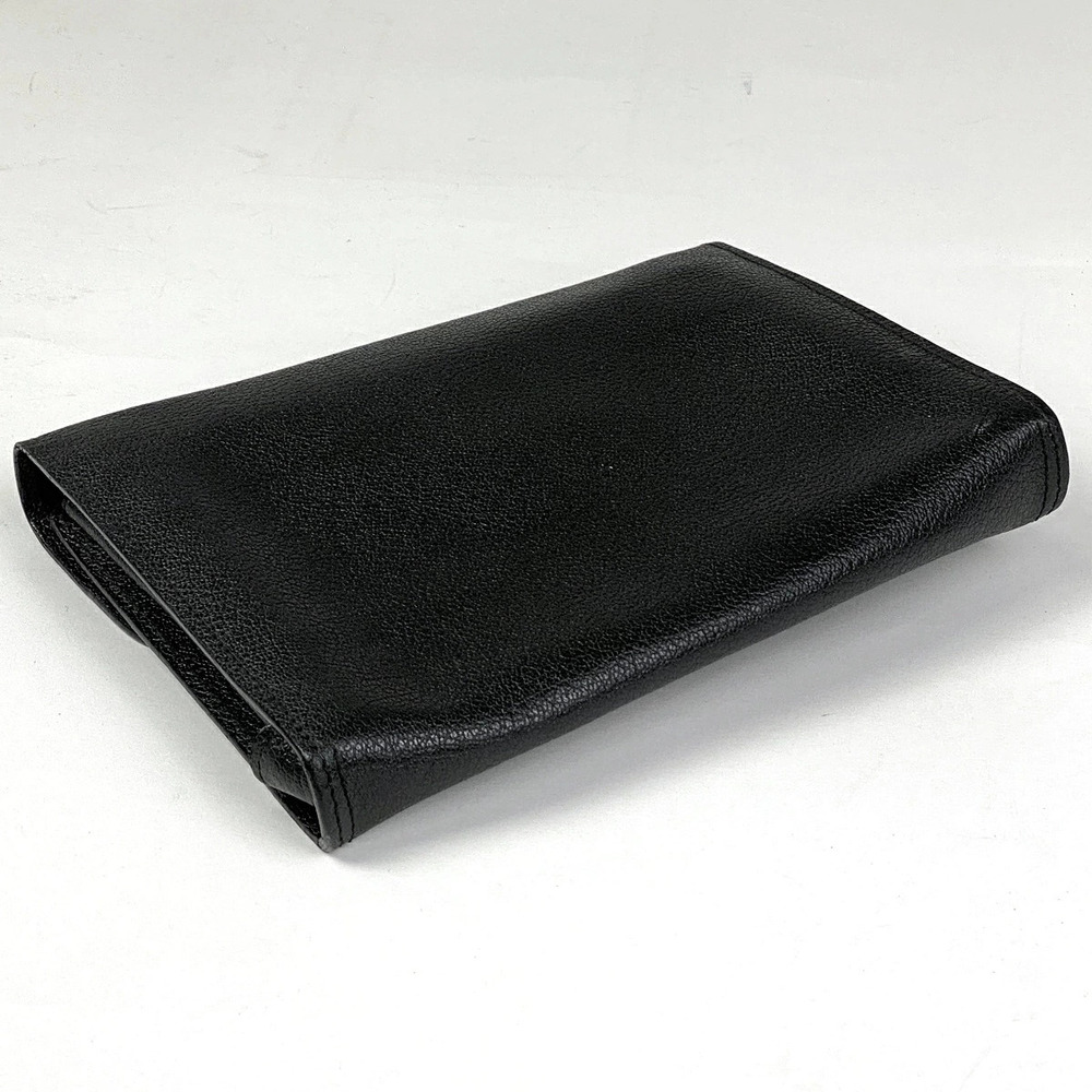 Salvatore Ferragamo Logo Bag Leather Black Handheld Shoulder Clutch